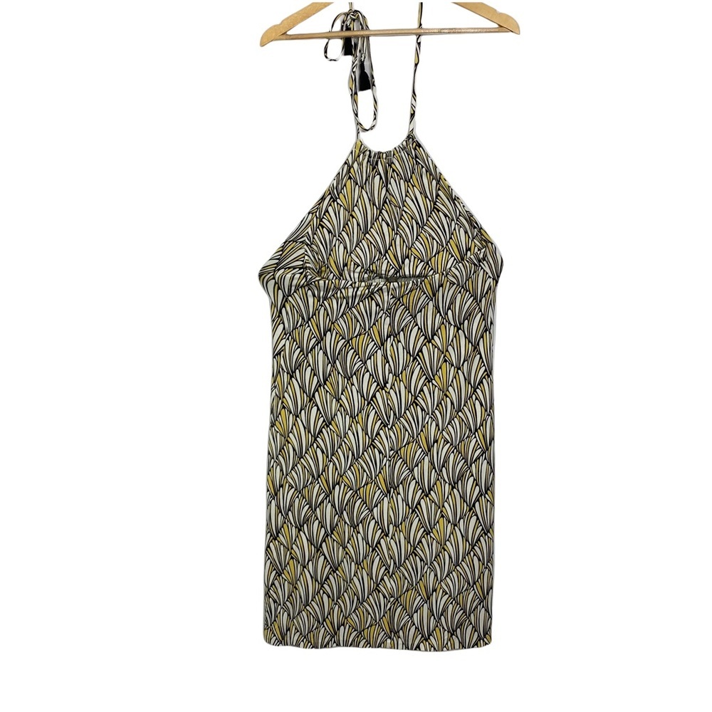 Tommy Bahama halter dress with keyhole neckline yellow black abstract pattern M - Picture 5 of 12